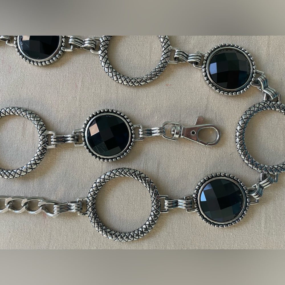 Silver and black Festival chain / festival belt - Picture 3 of 13
